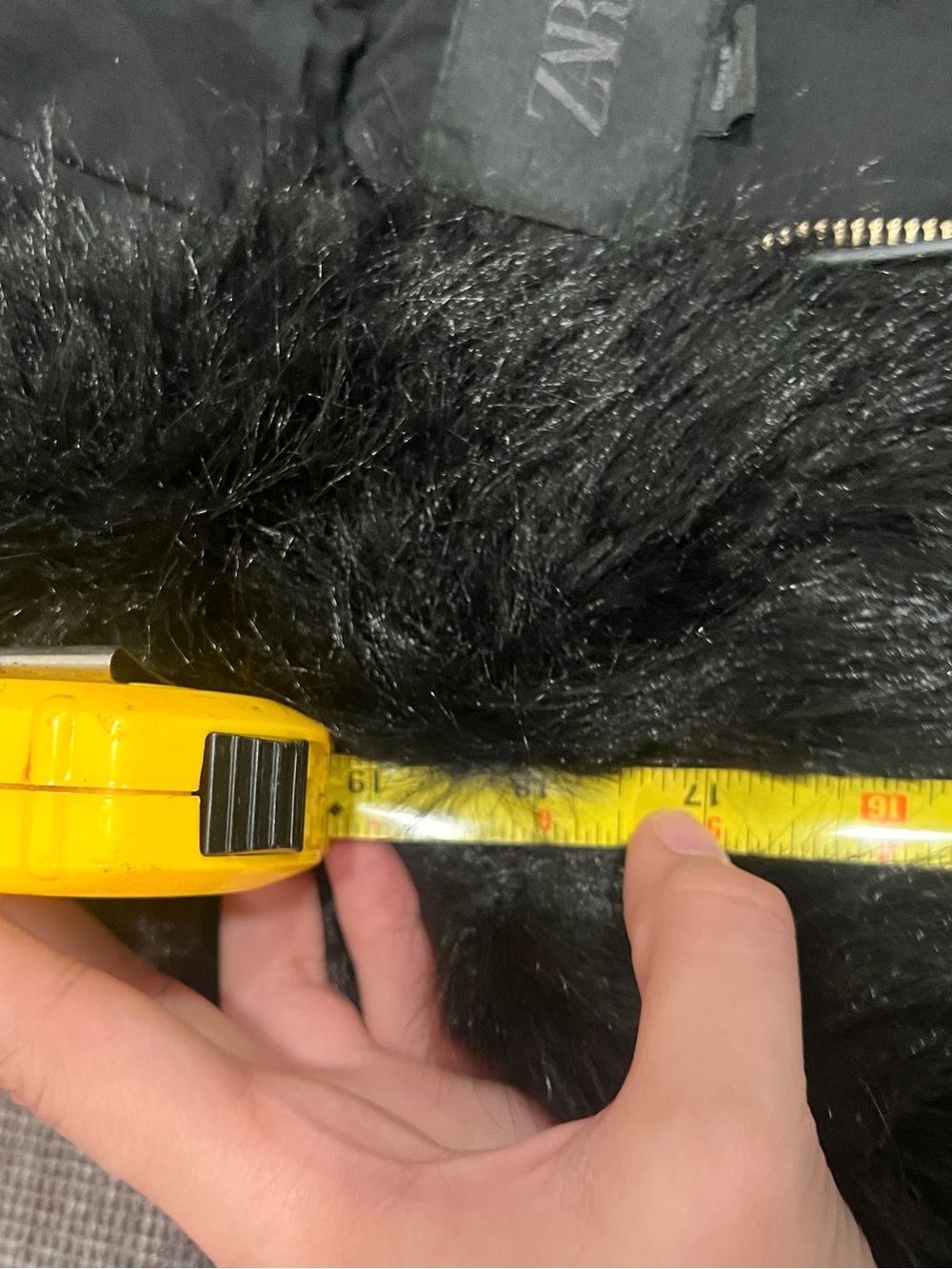 Zara Black Faux Fur Hooded Coat - Picture 4 of 7
